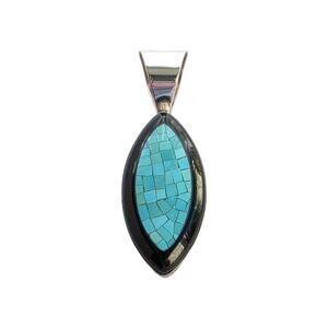 Jay King DTR Sterling Silver 925 Turquoise Onyx Inlay Stone Pendant New Signed
